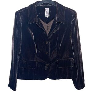 Zelda Brown 100%‎ Silk Velvet Lined Blazer